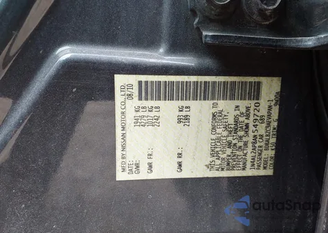 2010 Nissan Altima 2.5 S z USA, uszkodzony, nr VIN 1N4AL2AP8AN549720